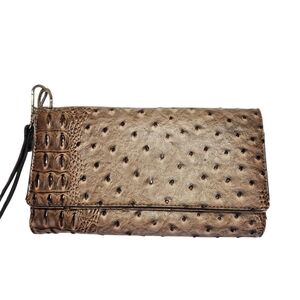Handbag Republic Ostrich Crocodile Embossed Vegan Leather Long Clutch Wallet Tri